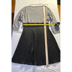 Calvin Klein Gray and Black Ribbed Fit and Flare Sweater Dress Large Knee Length